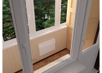 Теплое остекление лоджии пластиковыми окнами и отопительным конвектором в Москве